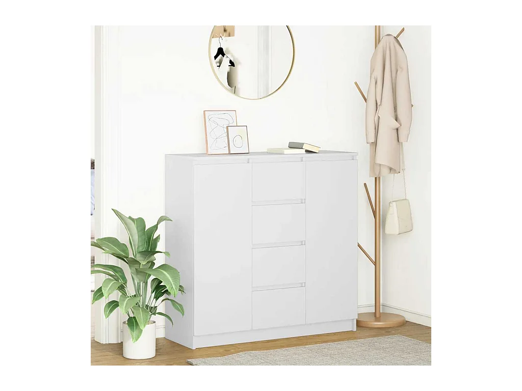 Buffet avec tiroirs blanc 100,5x35x98,5 cm bois d'ingénierie