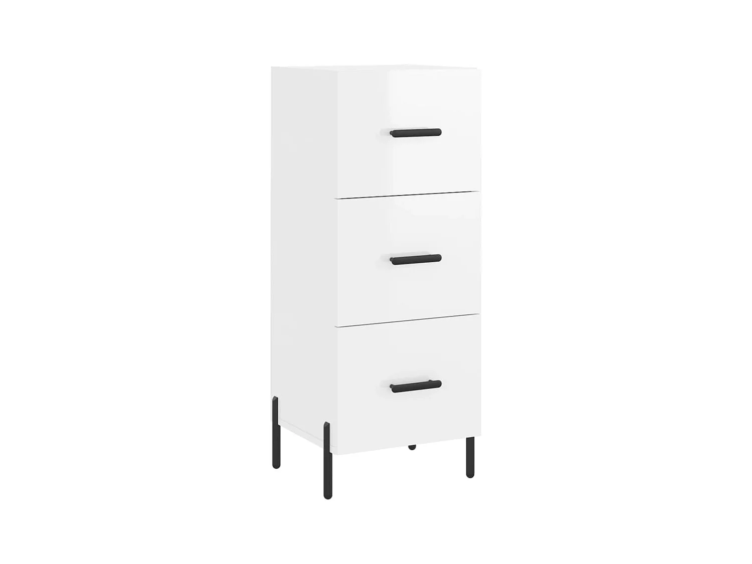 Buffet Blanc brillant 34,5x34x90 cm Bois d'ingénierie