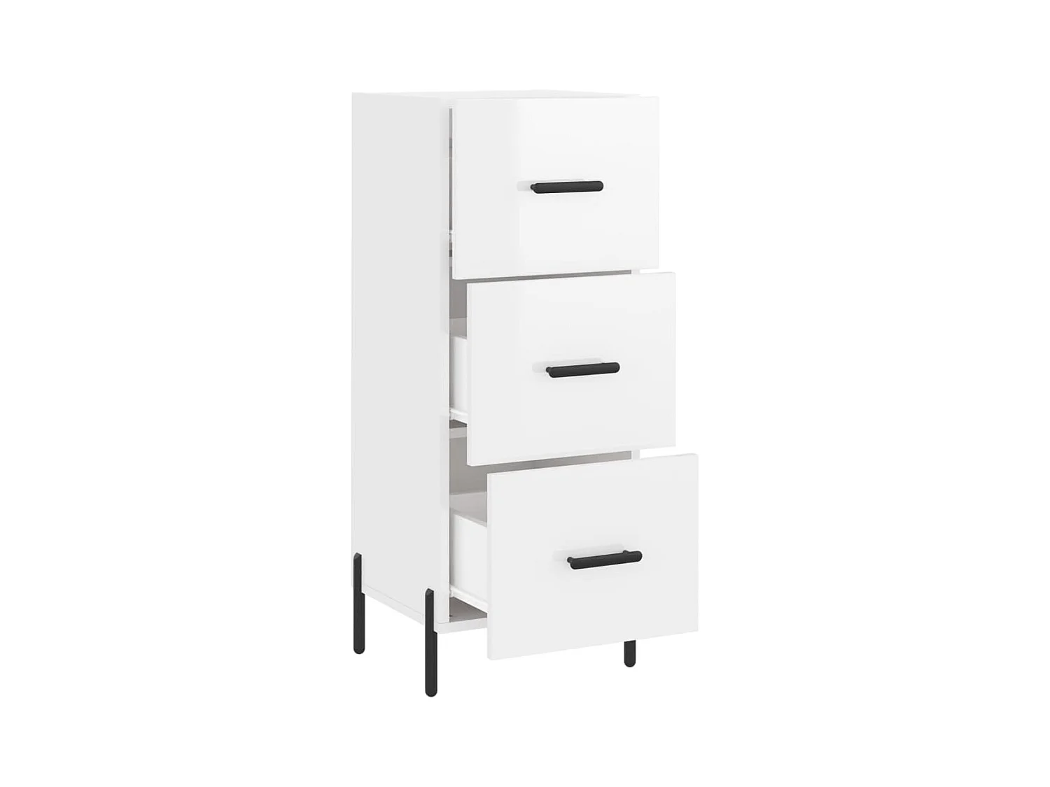 Buffet Blanc brillant 34,5x34x90 cm Bois d'ingénierie