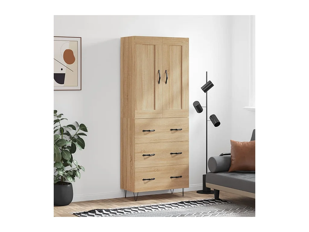 Buffet haut Chêne sonoma 69,5x34x180 cm Bois d'ingénierie