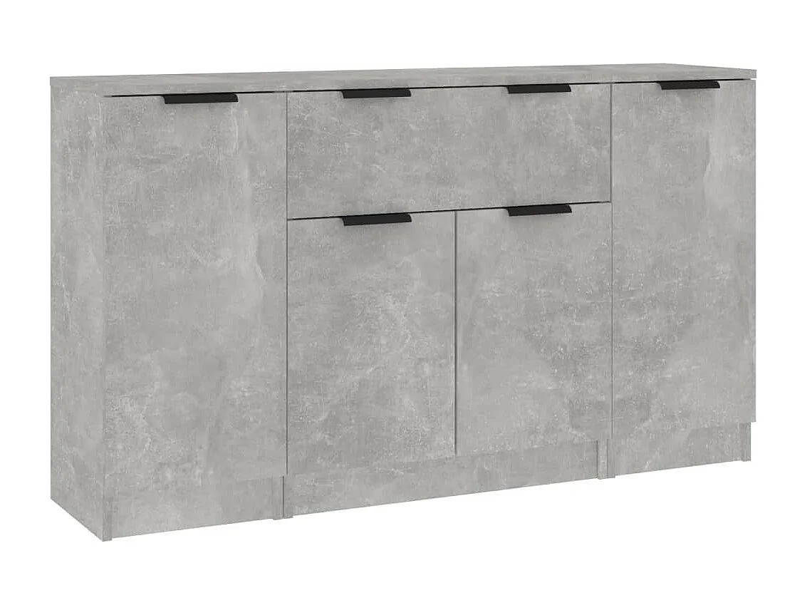 Buffets 3 pcs gris béton bois d'ingénierie