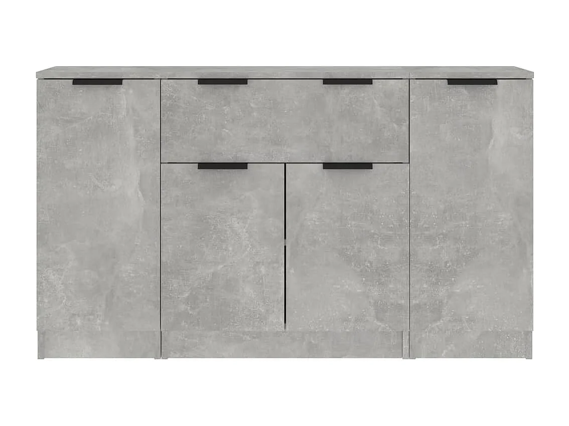 Buffets 3 pcs gris béton bois d'ingénierie