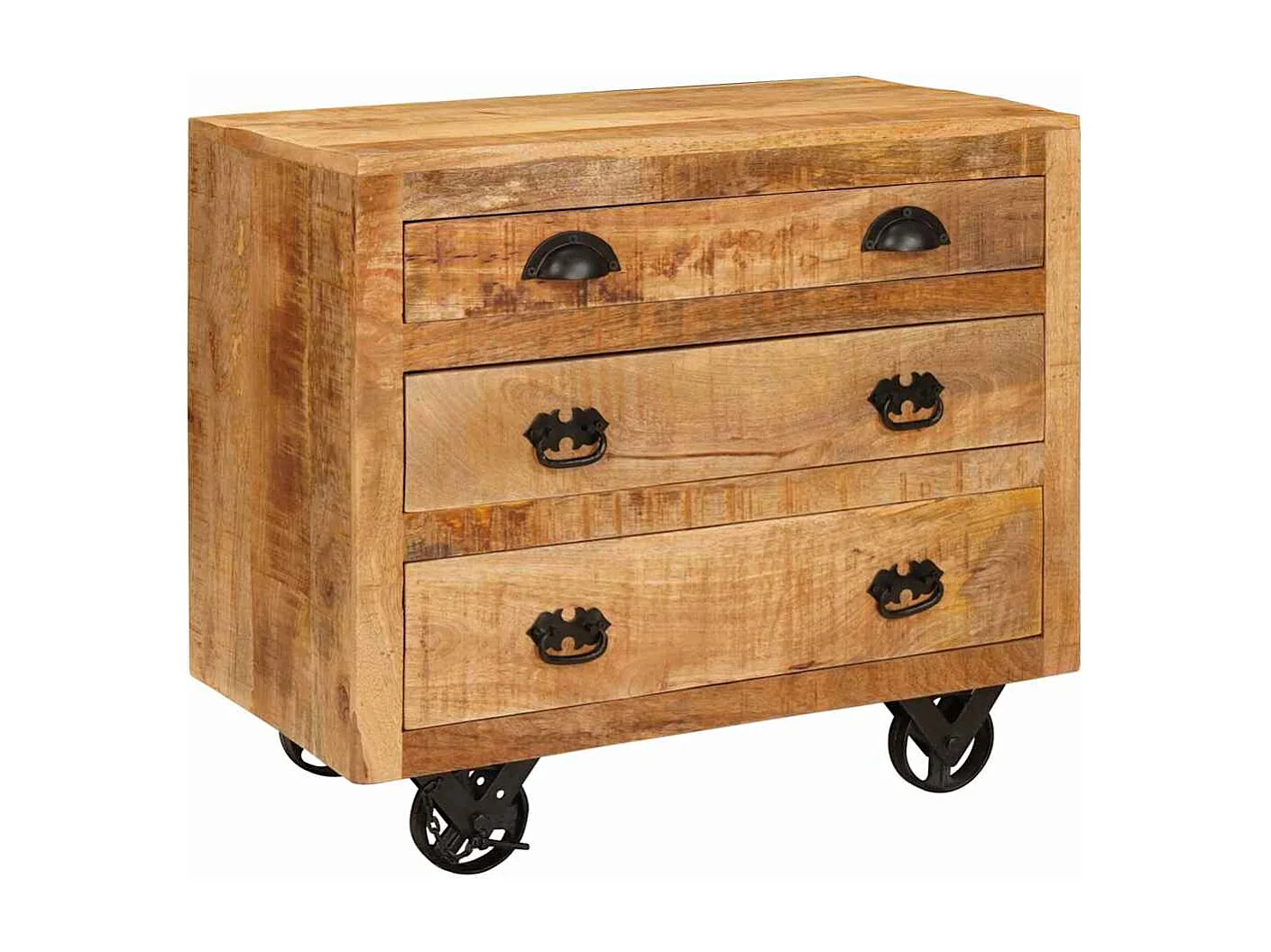 Bruine bijzettafel 70 x 38 x 63 cm massief mangohout