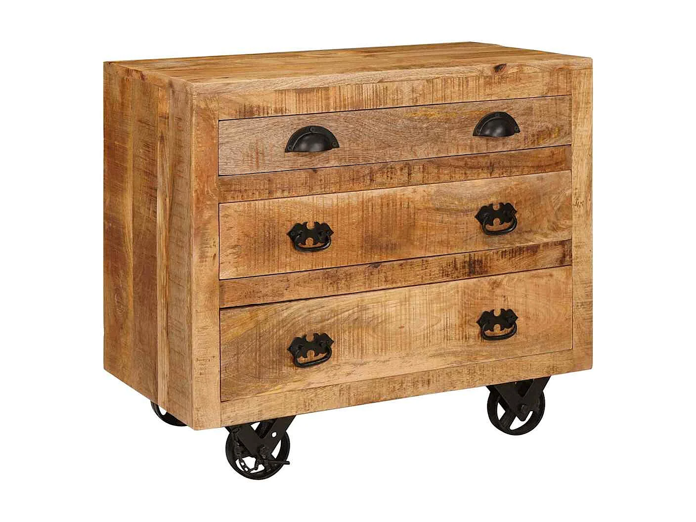 Bruine bijzettafel 70 x 38 x 63 cm massief mangohout