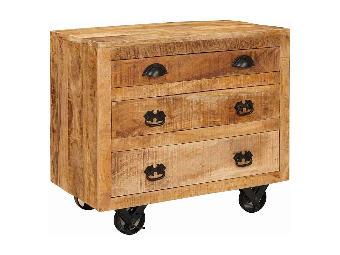 Bruine bijzettafel 70 x 38 x 63 cm massief mangohout