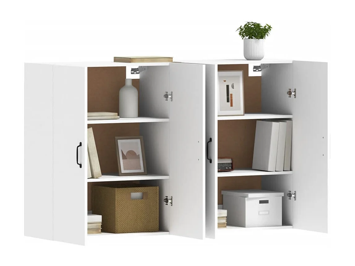 Pensili a 2 pezzi, legno ingegnerizzato bianco
