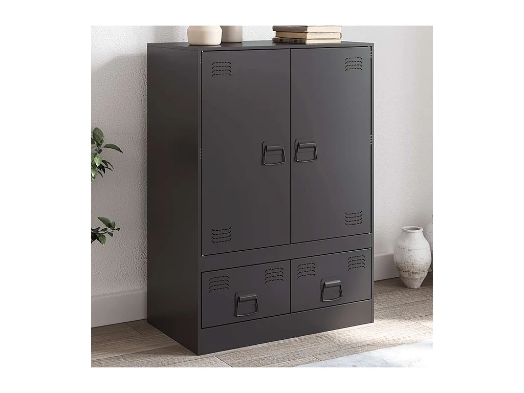 Buffet haut noir 67x39x95 cm acier