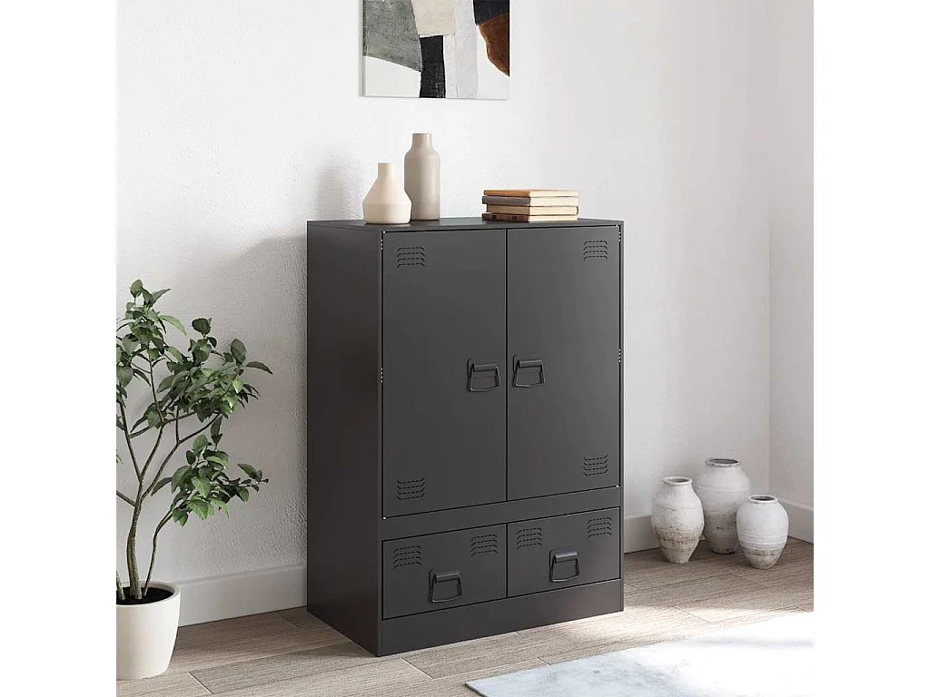 Buffet haut noir 67x39x95 cm acier