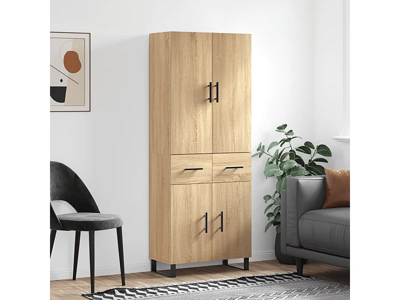 Hoog dressoir Sonoma eiken 69,5x34x180 cm Technisch hout