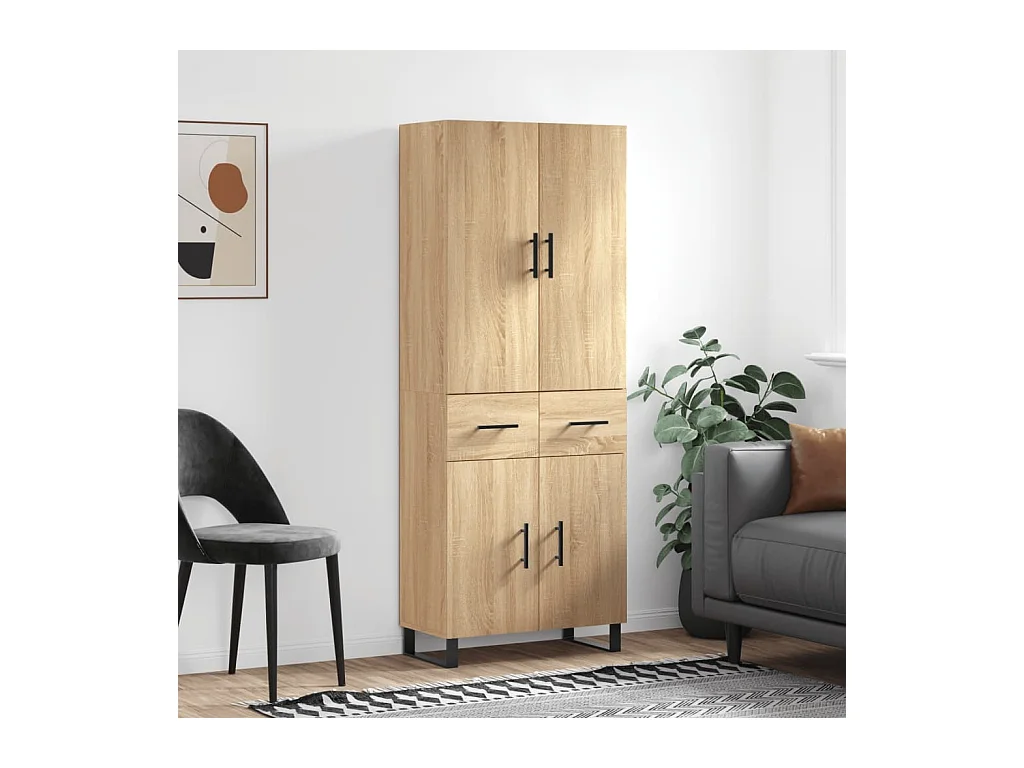 Hoog dressoir Sonoma eiken 69,5x34x180 cm Technisch hout