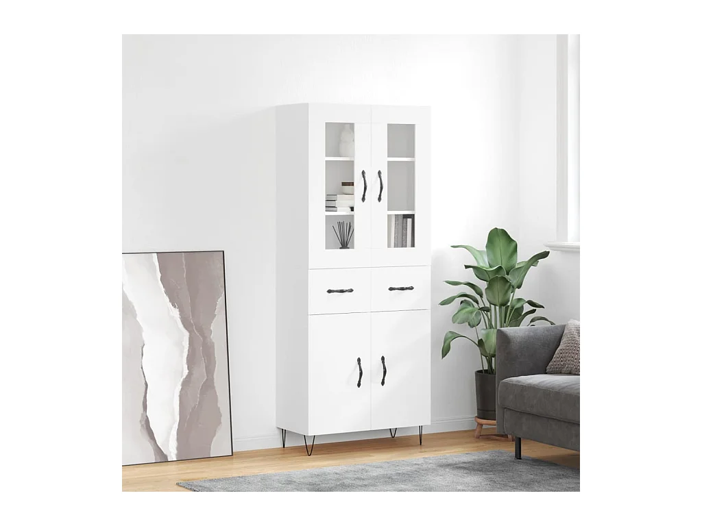 Wit hoog dressoir 69,5x34x180 cm Technisch hout