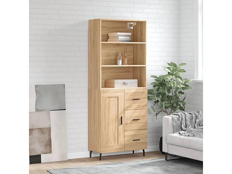 Hoog dressoir Sonoma eiken 69,5x34x180 cm Technisch hout