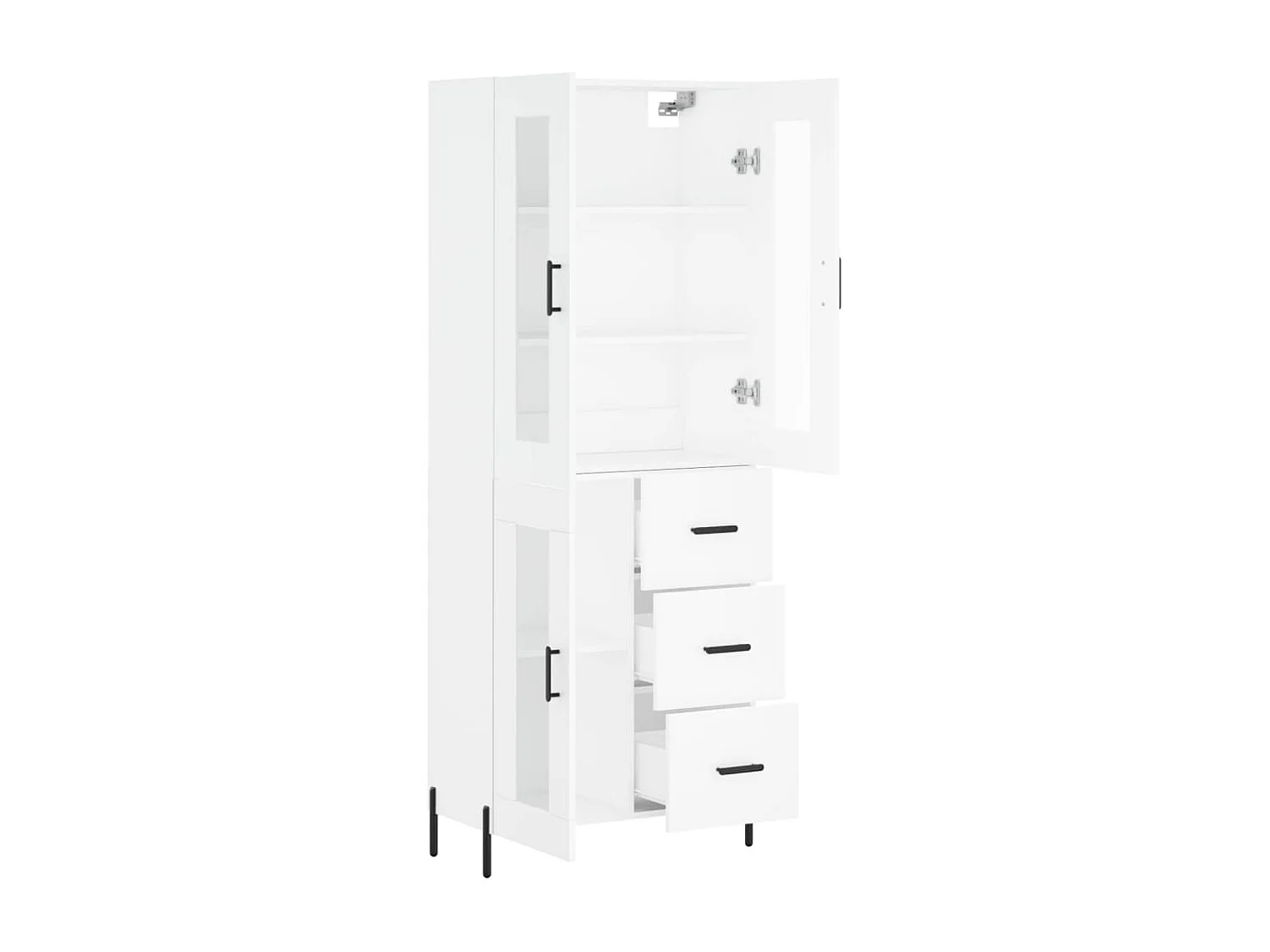 Credenza alta bianca 69,5x34x180 cm Legno ingegnerizzato