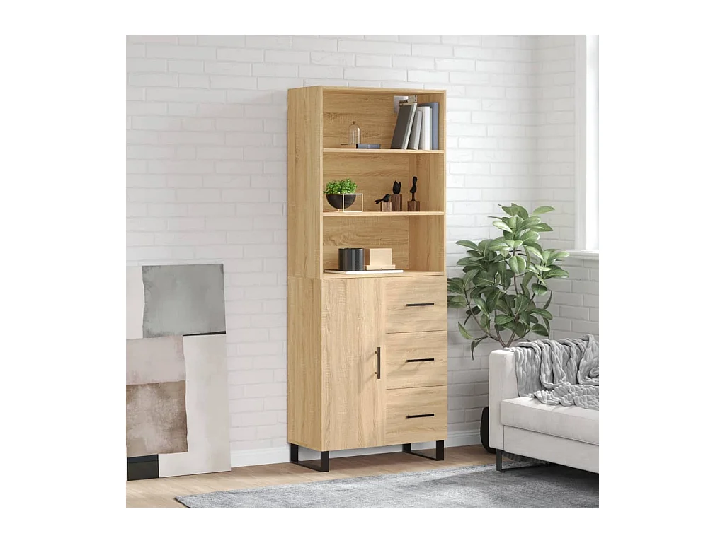 Credenza alta in rovere Sonoma 69,5x34x180 cm Legno ingegnerizzato
