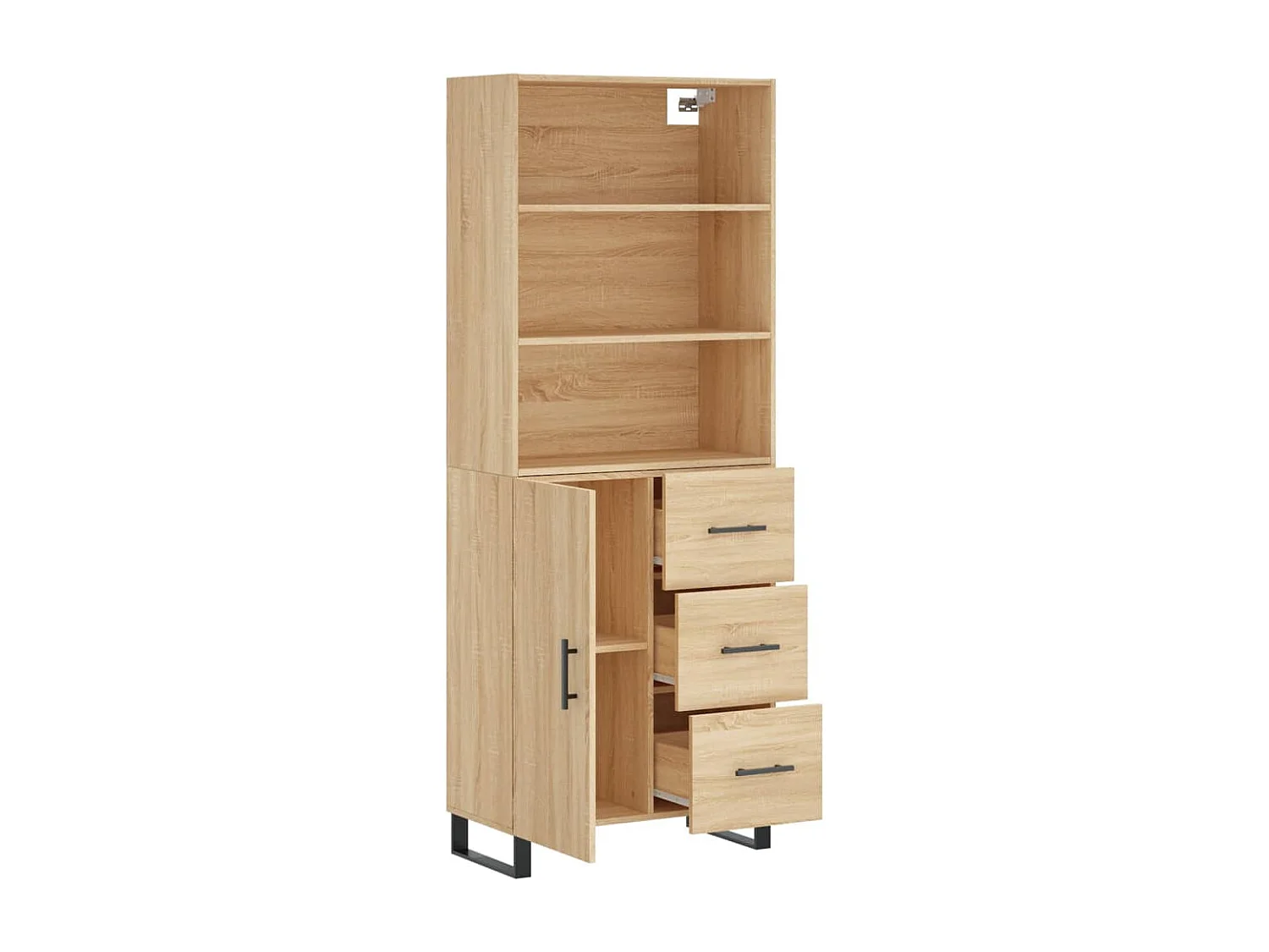 Credenza alta in rovere Sonoma 69,5x34x180 cm Legno ingegnerizzato