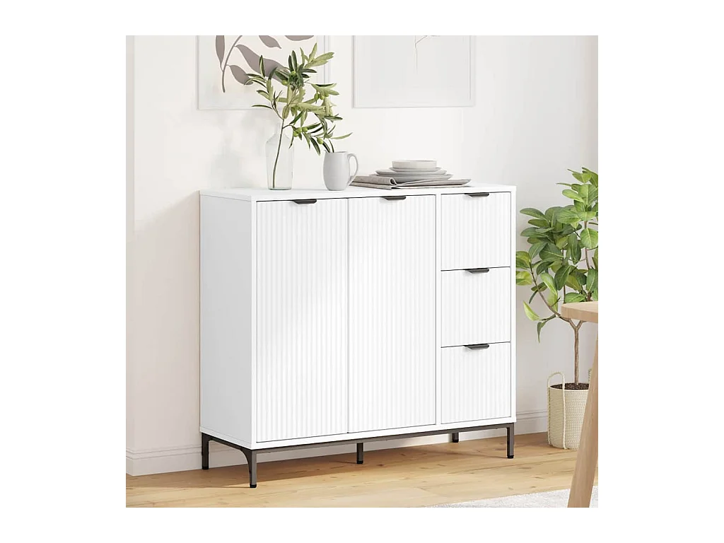 Dressoir met lade Wit 89,5 x 33 x 82 cm Bewerkt hout