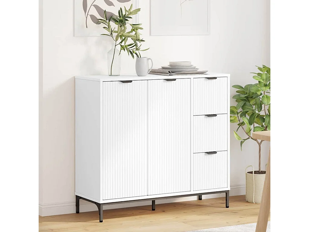 Dressoir met lade Wit 89,5 x 33 x 82 cm Bewerkt hout