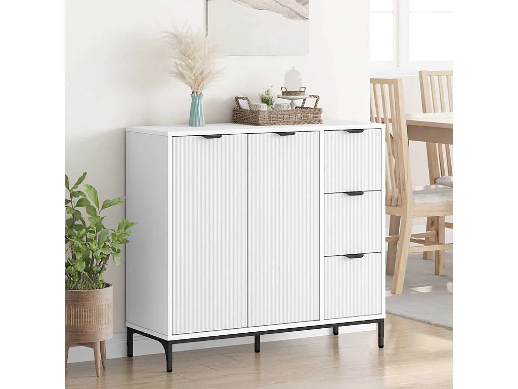 Dressoir met lade Wit 89,5 x 33 x 82 cm Bewerkt hout