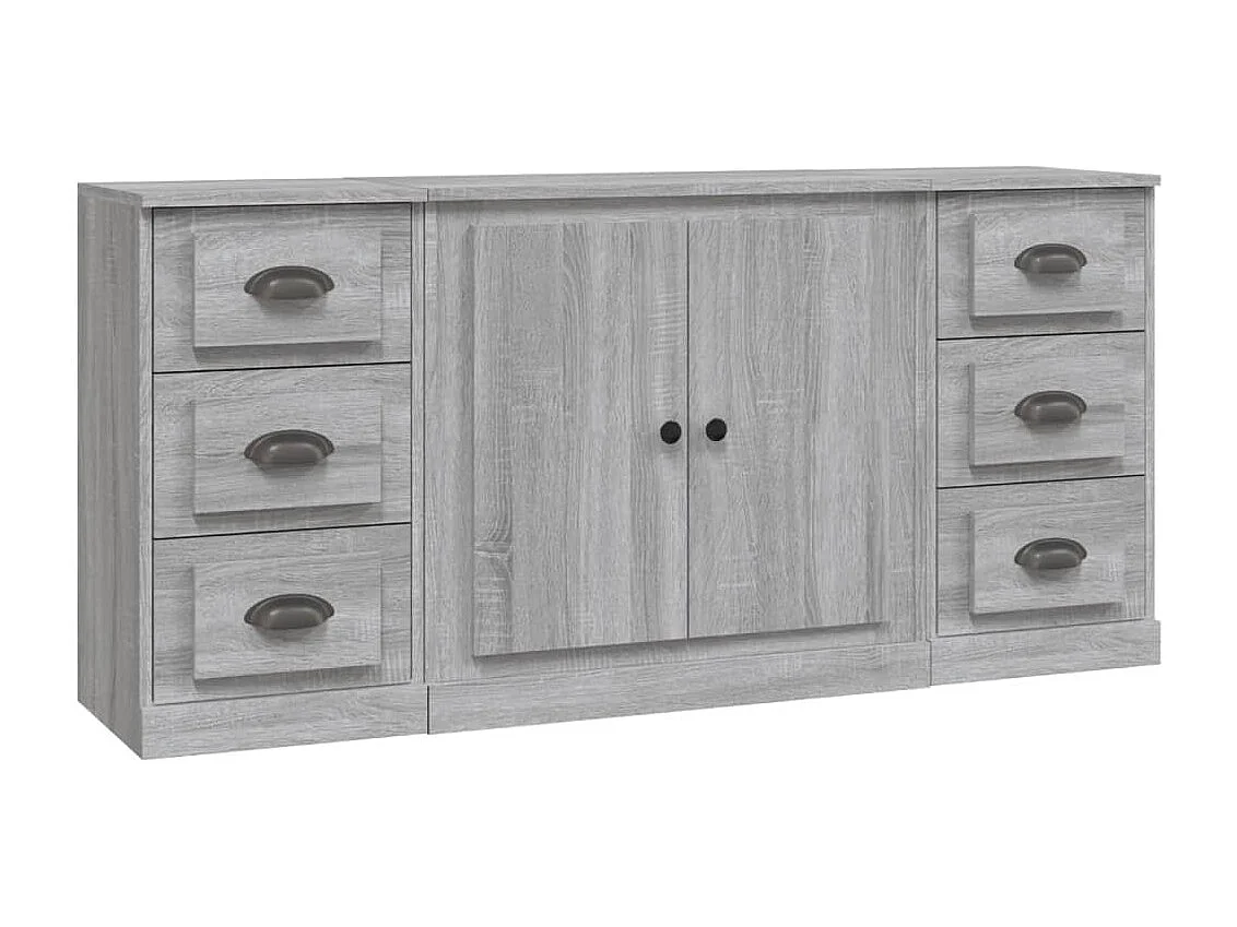 Buffets 3 pcs Sonoma gris Bois d'ingénierie