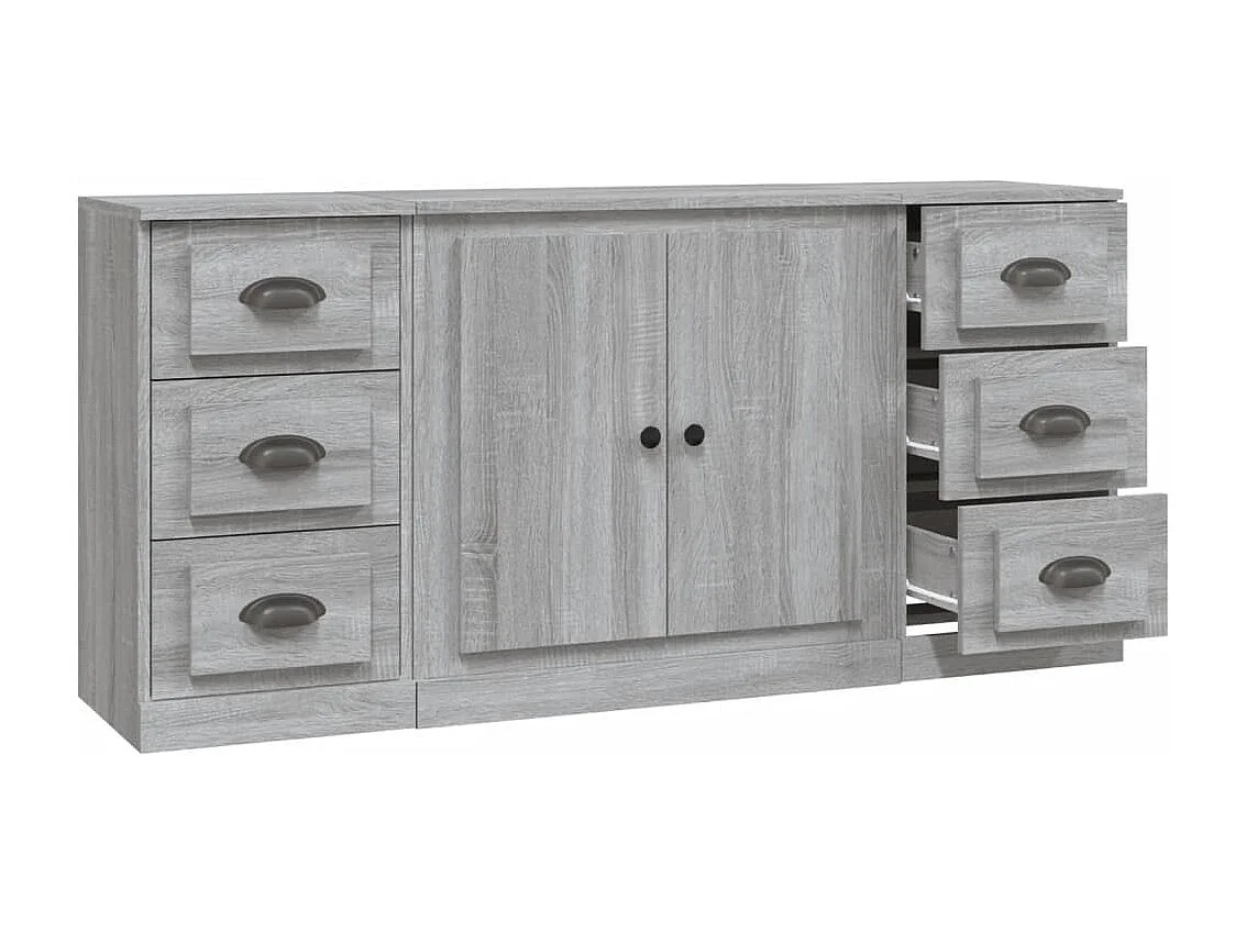 Buffets 3 pcs Sonoma gris Bois d'ingénierie