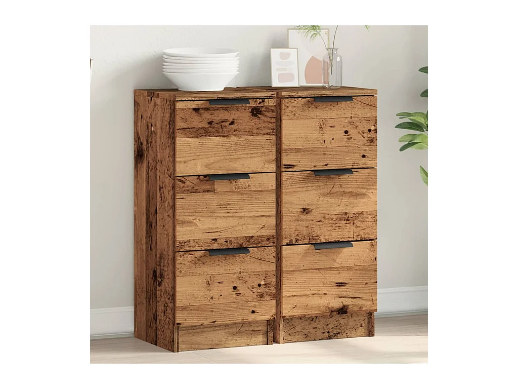 Dressoirs 2 stuks oud hout 30x30x70 cm bewerkt hout