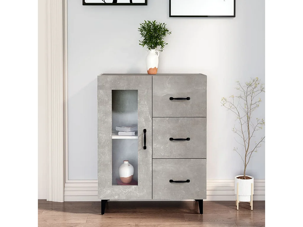 Betongraues Sideboard 69,5 x 34 x 90 cm Holzwerkstoff