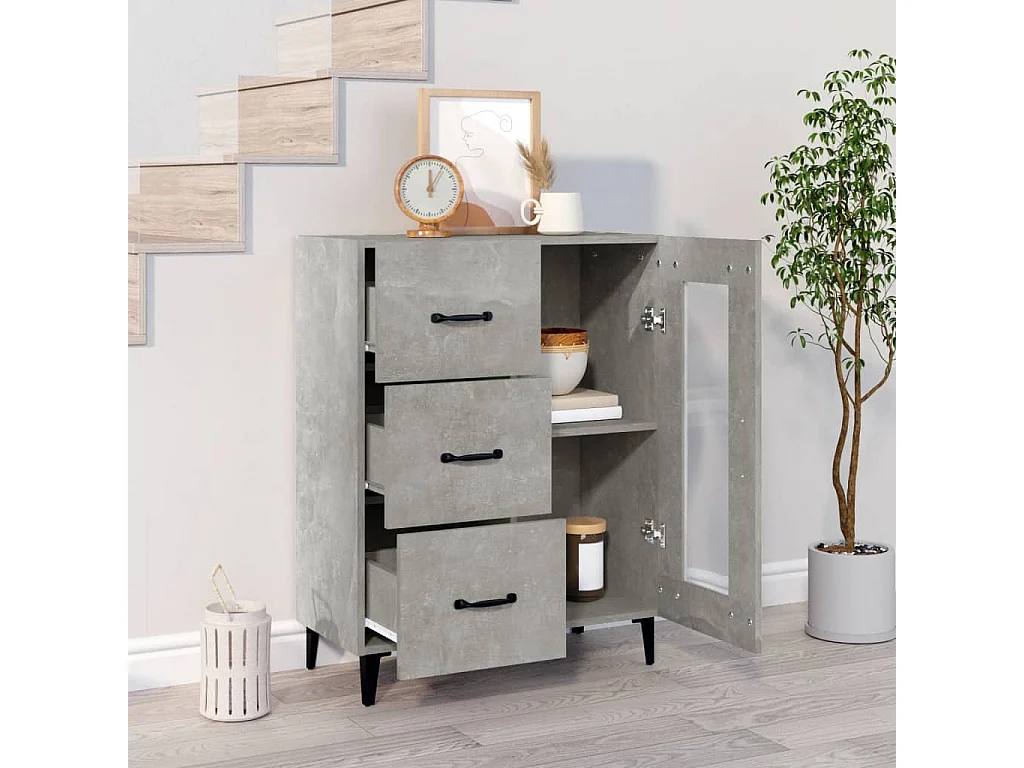 Betongraues Sideboard 69,5 x 34 x 90 cm Holzwerkstoff