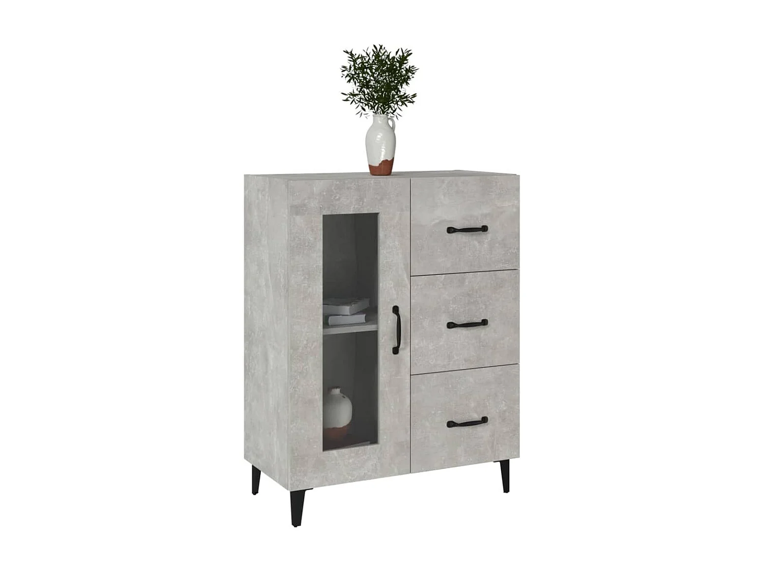 Betongraues Sideboard 69,5 x 34 x 90 cm Holzwerkstoff