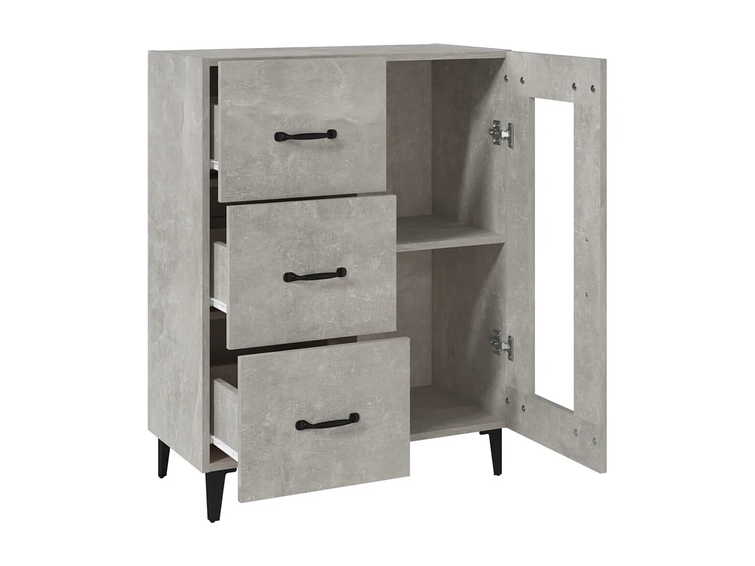 Betongraues Sideboard 69,5 x 34 x 90 cm Holzwerkstoff