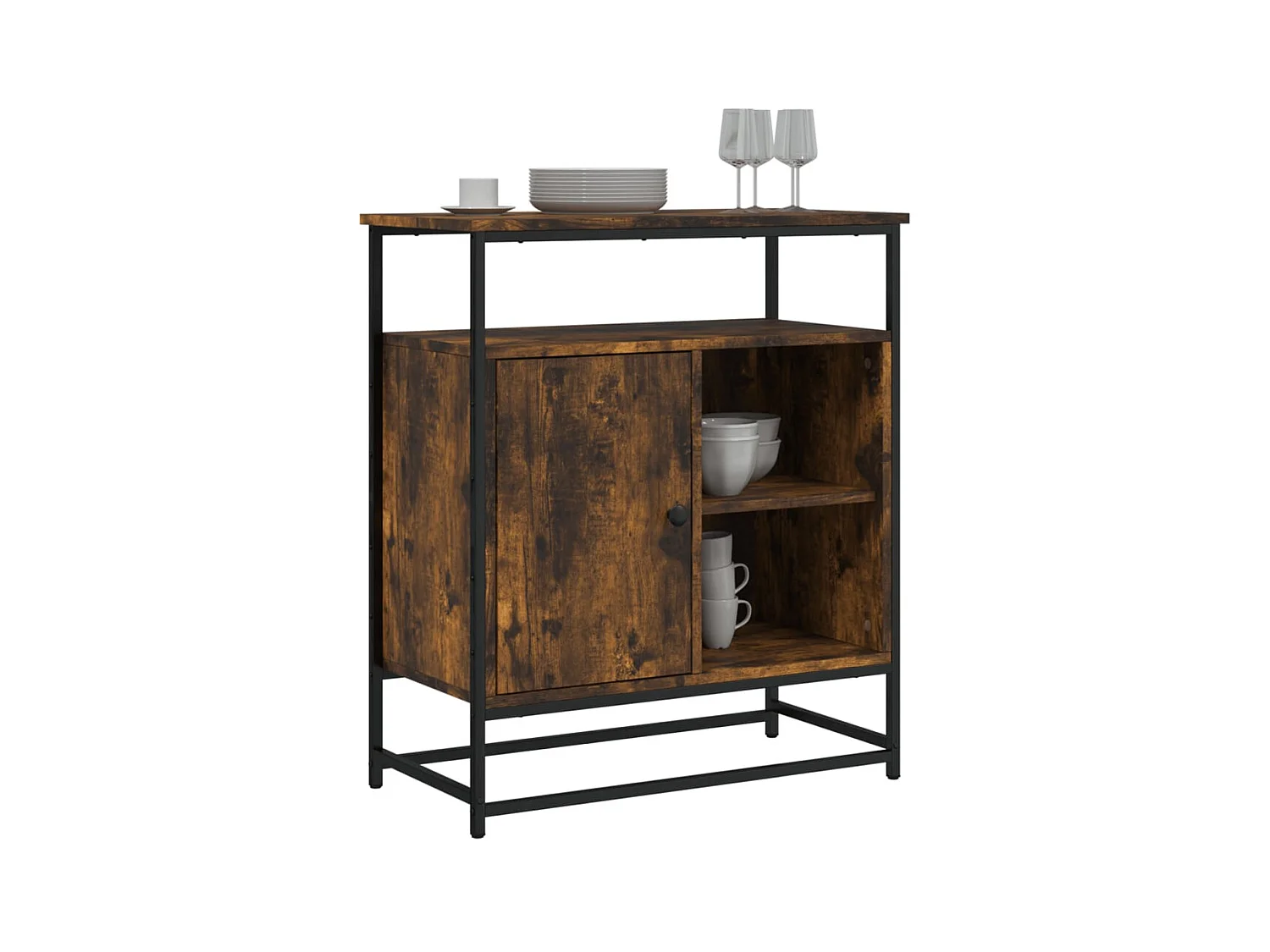 Buffet chêne fumé 69x35x80 cm bois d'ingénierie