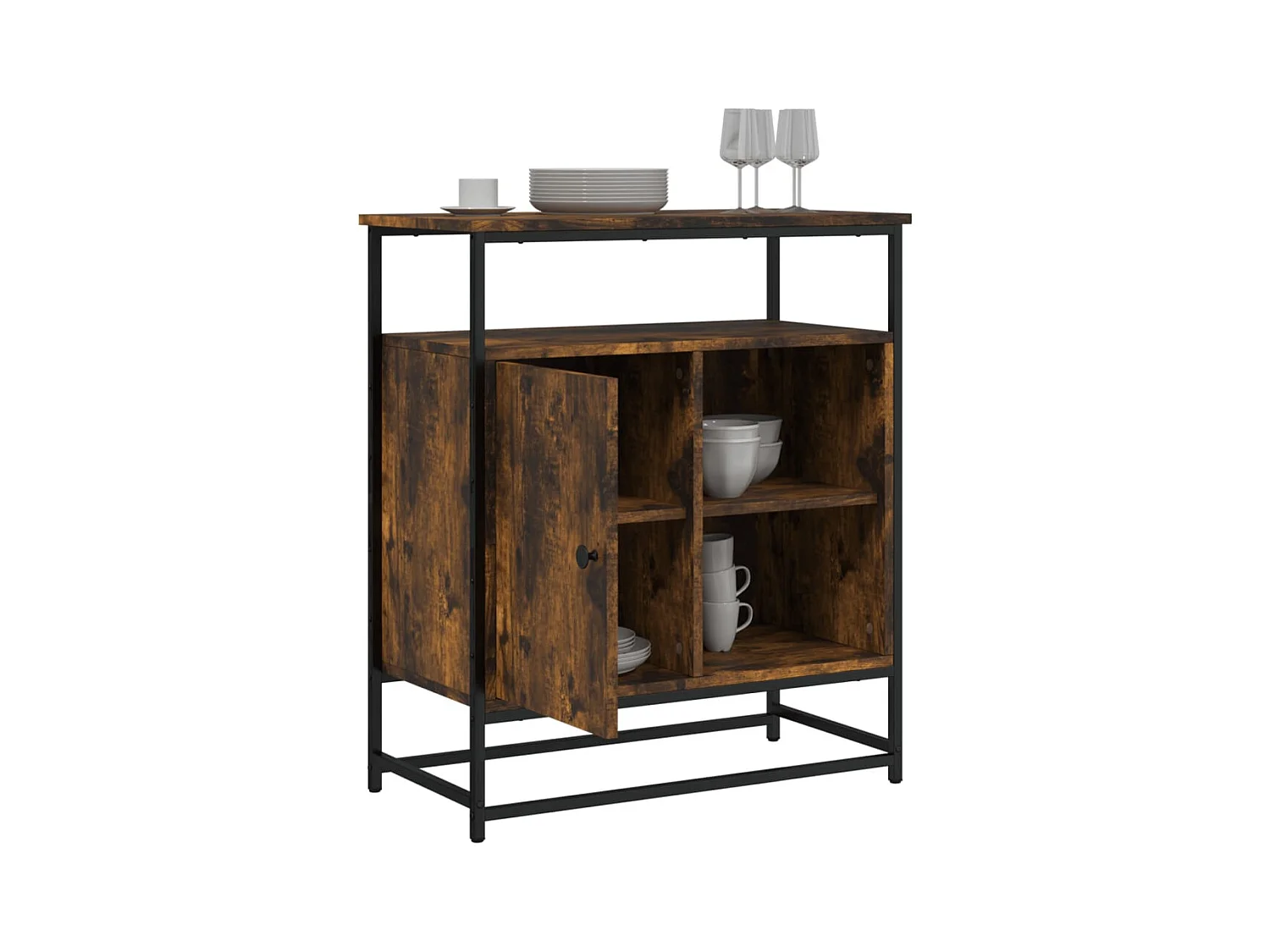 Buffet chêne fumé 69x35x80 cm bois d'ingénierie