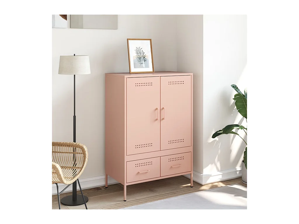 Aparador alto rosa 68x39x101,5 cm acero