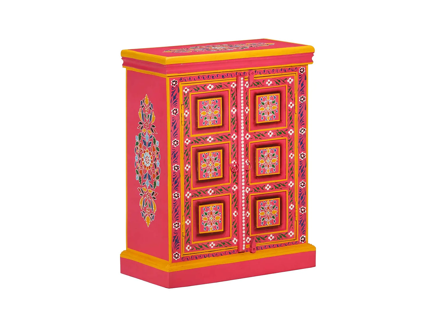 Buffet Bois massif de manguier Peinture rose à la main