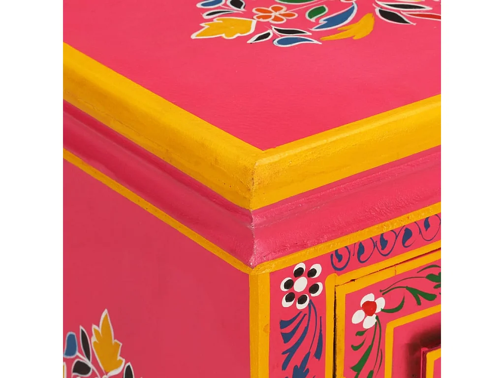 Buffet Bois massif de manguier Peinture rose à la main