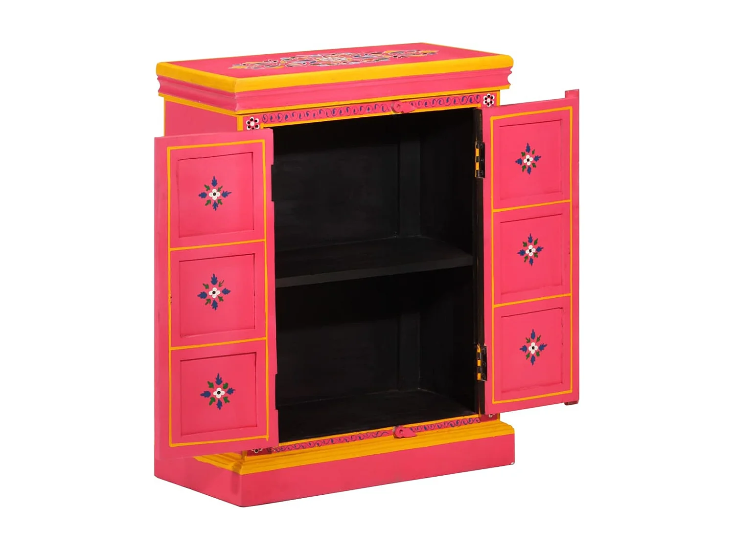 Buffet Bois massif de manguier Peinture rose à la main