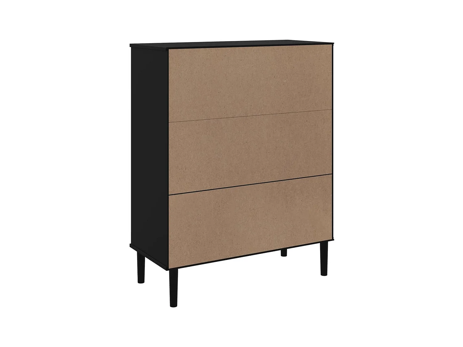 Buffet SENJA aspect rotin noir 90x40x112cm bois massif de pin