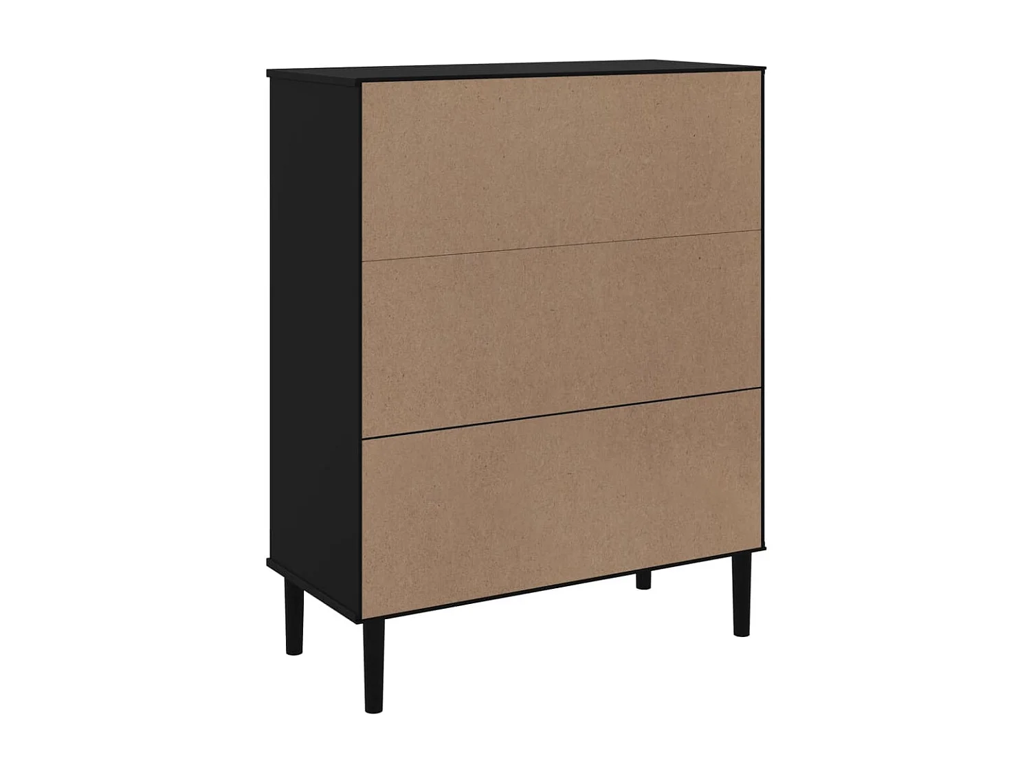 Buffet SENJA aspect rotin noir 90x40x112cm bois massif de pin