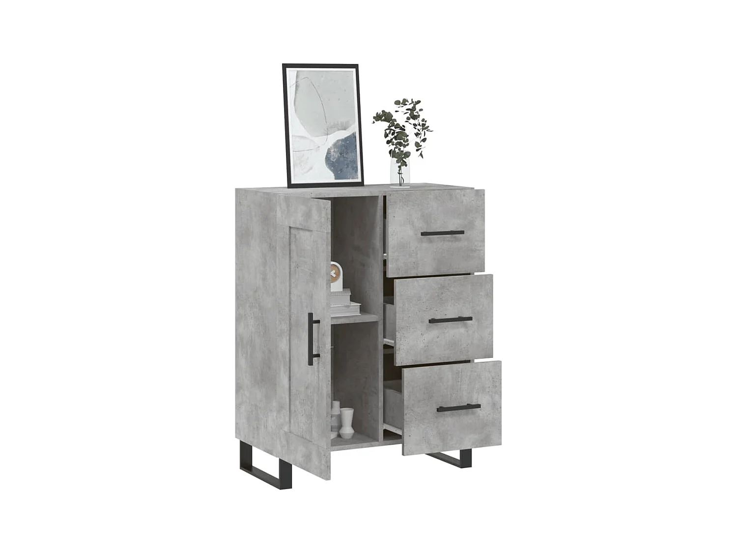 Credenza grigio cemento 69,5x34x90 cm in legno ingegnerizzato