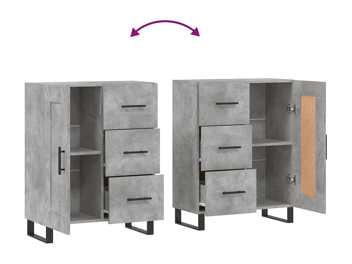Credenza grigio cemento 69,5x34x90 cm in legno ingegnerizzato
