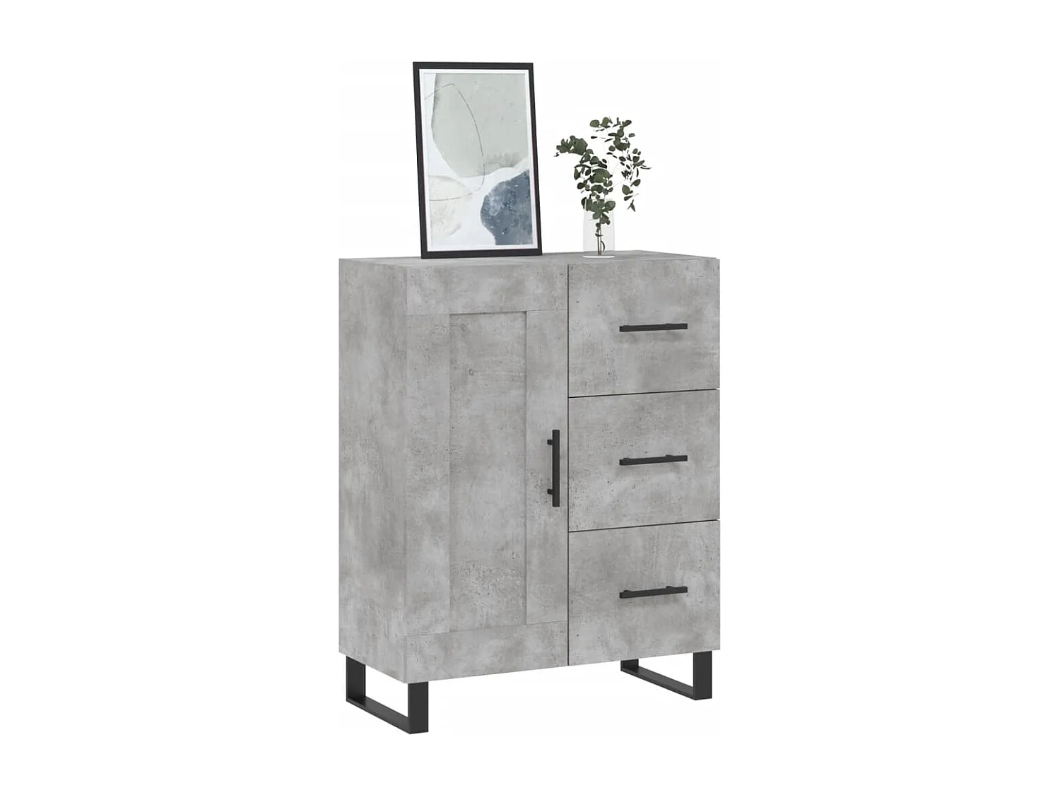 Buffet gris béton 69,5x34x90 cm bois d'ingénierie