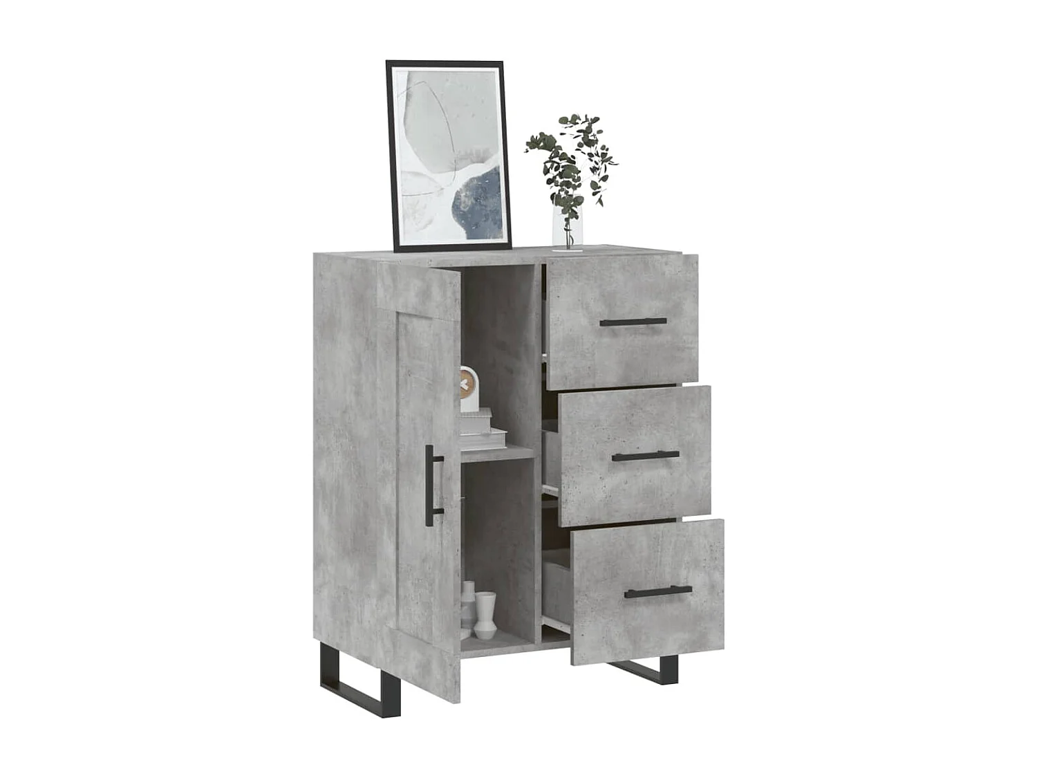 Buffet gris béton 69,5x34x90 cm bois d'ingénierie