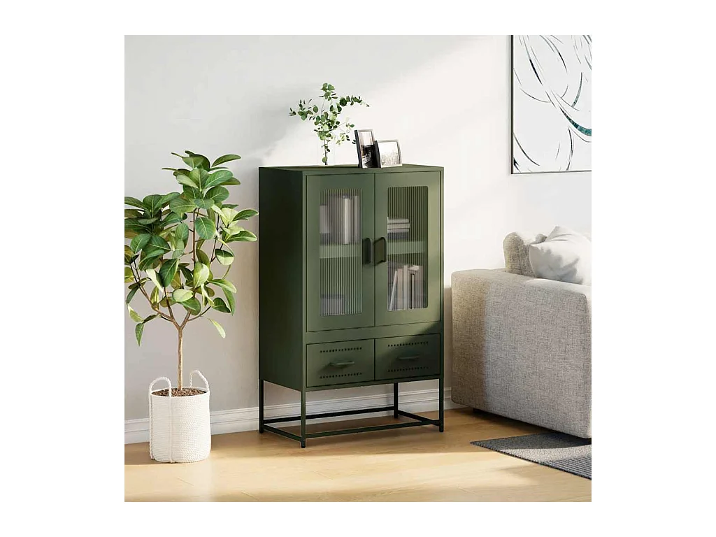 Buffet haut vert olive 68x39 x111,5 cm acier