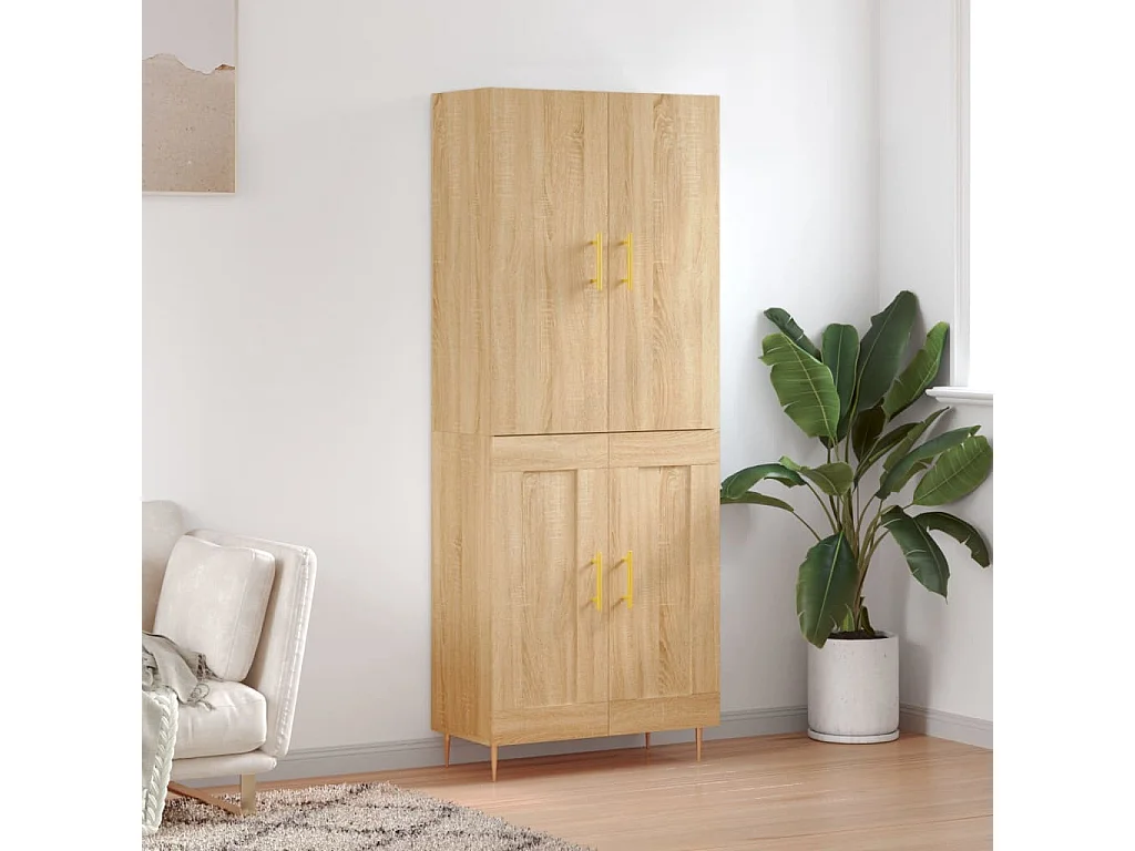 Credenza alta in rovere Sonoma 69,5x34x180 cm Legno ingegnerizzato