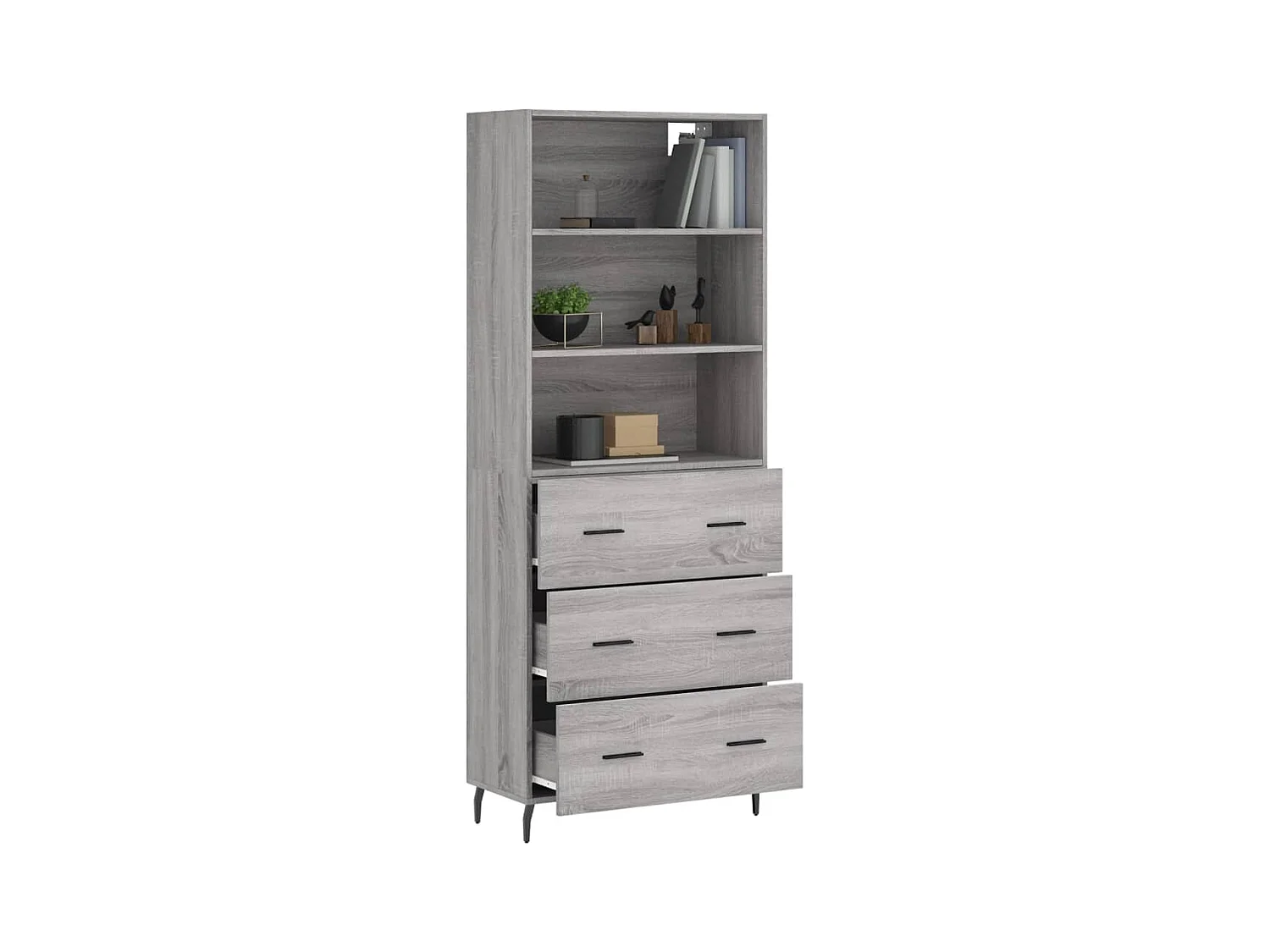 Buffet haut Sonoma gris 69,5x34x180 cm Bois d'ingénierie