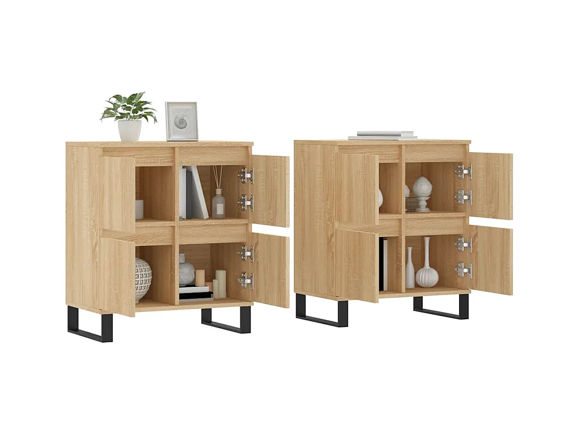 Buffets 2 pcs chêne sonoma bois d'ingénierie