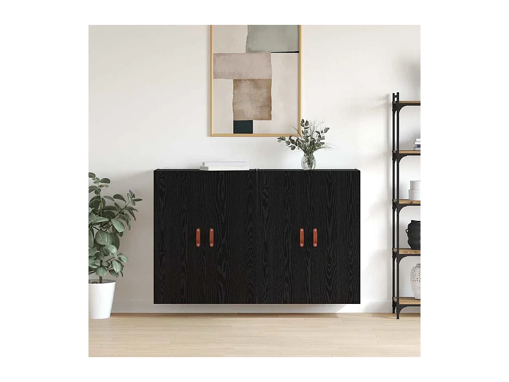 Pensili 2 pezzi Rovere Nero 69,5 x 34 x 90 cm