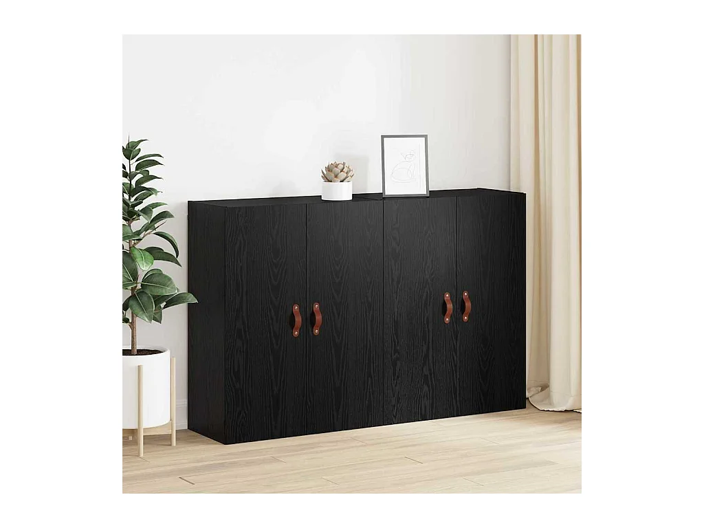 Pensili 2 pezzi Rovere Nero 69,5 x 34 x 90 cm