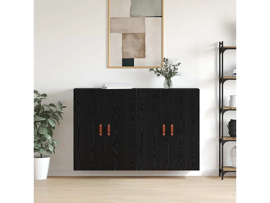 Pensili 2 pezzi Rovere Nero 69,5 x 34 x 90 cm