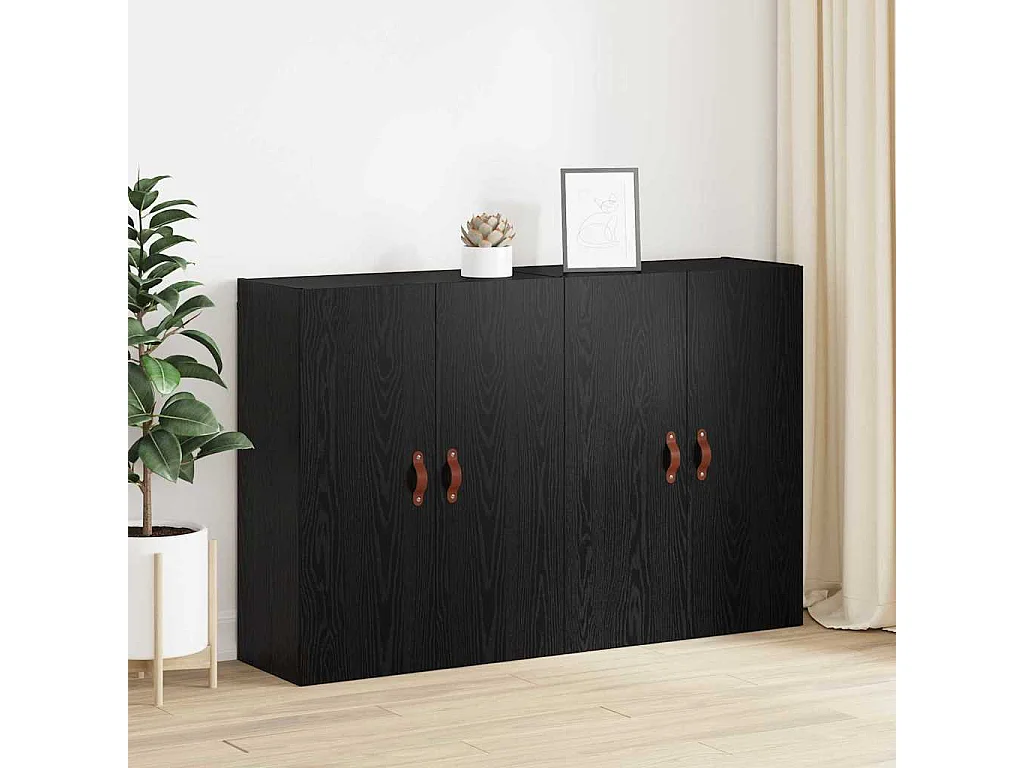 Pensili 2 pezzi Rovere Nero 69,5 x 34 x 90 cm