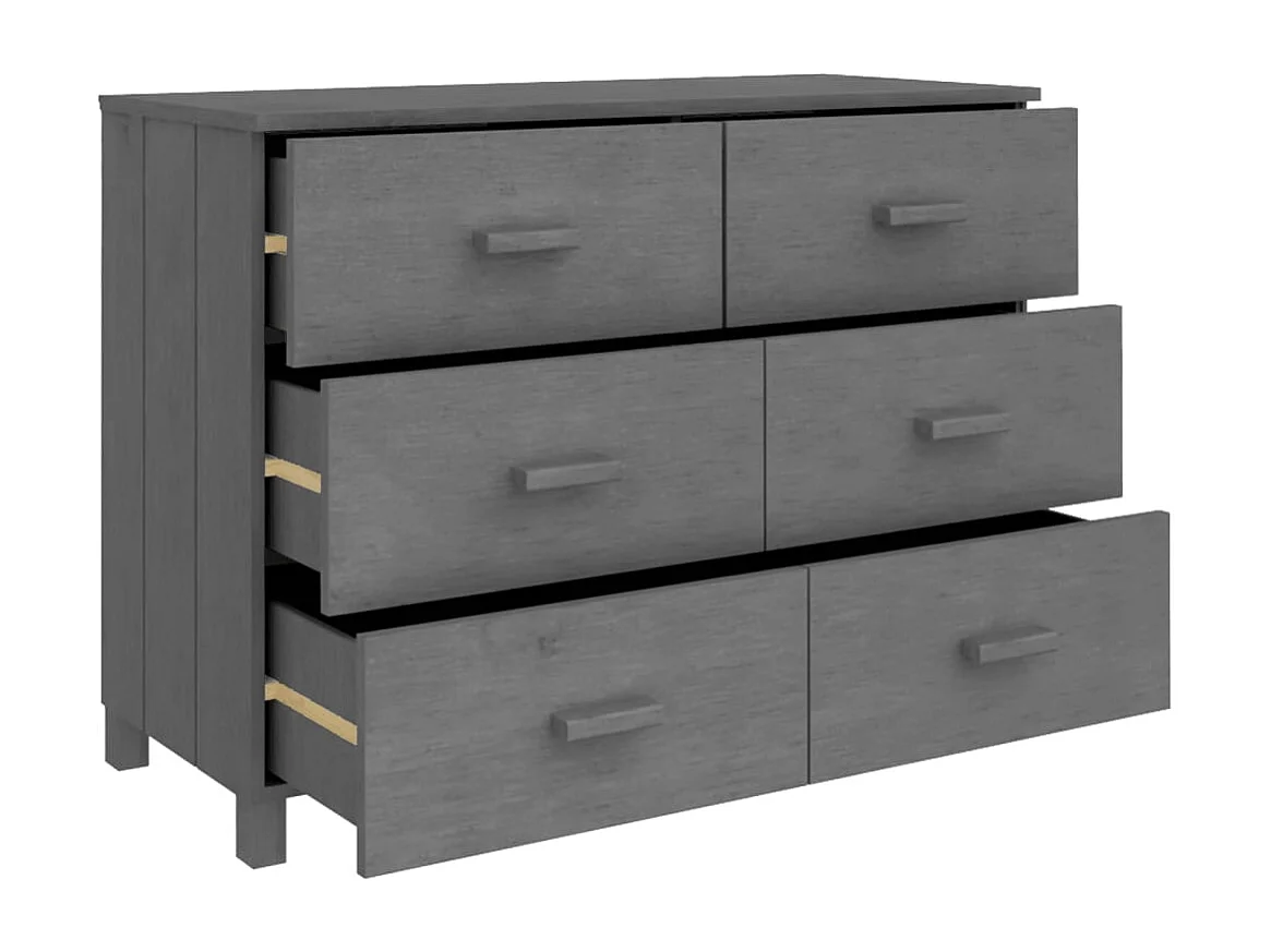 Buffet HAMAR Gris foncé 113x40x80 cm Bois massif de pin